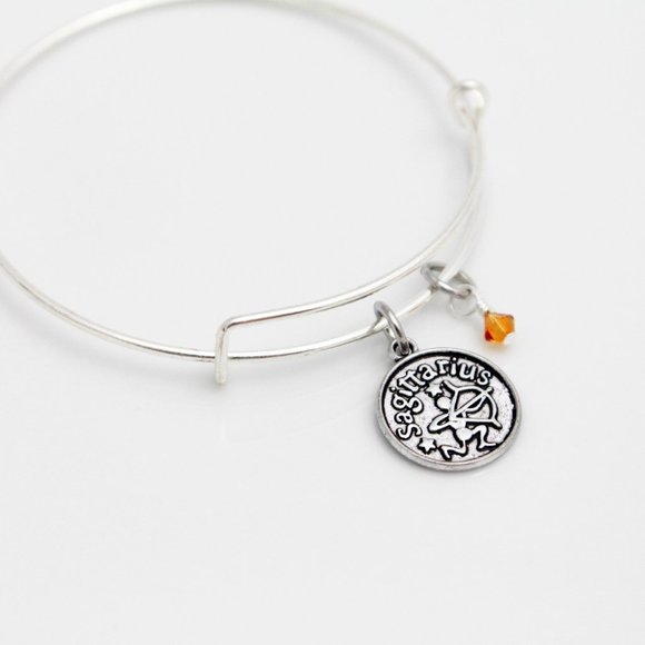 November Sagittarius Adjustable Charm Bangle - Handmade Zodiac Bracelet - Picture 6 of 10